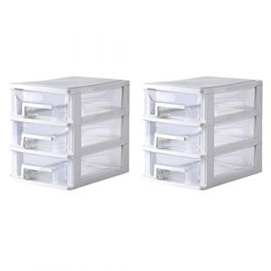 Beavorty Organisateur De Rangement De Bureau Transparent &Agrave; 3 Couches Bo&icirc;te De Rangement De Type Tiroir En Plastique Petit Conteneur De Bac De Rangement Avec Tiroirs Pour Table De Bureau De (T Innovation&middot;HX, neuf)