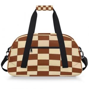 Mexpekil Mexpekil &ndash; Sac de sport de voyage pour filles et gar&ccedil;ons &ndash; Sac &agrave; main &eacute;tanche pour le sport, la danse, l'&eacute;cole, Marron/beige/carreaux (LIFEYI, neuf)
