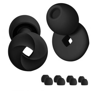 Dryxog 8 Pi&egrave;ces Bouchon d'Oreille pour Dormir Casque Anti Bruit Adulte Bouchons Doreilles Anti Bruit Bouchon Oreille R&eacute;utilisables Isolants Casque Antibruit d'Embouts en Silicone (Noir) (xiaozhuy, neuf)
