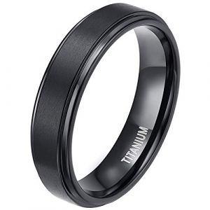 Zakk Bague de fian&ccedil;ailles en titane pour homme et femme Noir Alliance Bague Mariage de fian&ccedil;ailles Promesse 4mm 6mm 8mm (6mm,47 (15.0)) (RUIYANBO, neuf)
