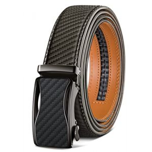 KEMISANT Ceinture Homme, Ceinture Costume Cuir Grande Taille Automatique Boucle à Cliquet Large 35mm,Ajustable et Découpée(Gris sacré-140cm/42-48" taille réglable) (Ames electronics co. LTD FR, neuf)