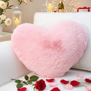 Yhoelata Coussin Coeur Gro&szlig;, Coussin en Forme de Coeur Rose, Oreiller C&oelig;ur Coussins D&eacute;coratif en Peluche, Coussins D&eacute;coration Canap&eacute;, Deco Chambre Ado Fille, 38x48 cm (Yhoelata, neuf)