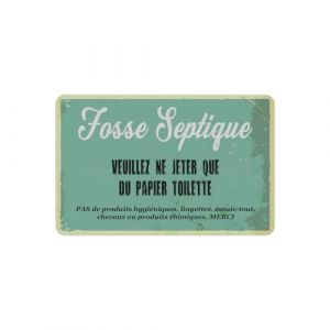 Plaque Adhésive Acrylique Pour Fosse Septique Effet Rustique - Texte Imprimé en Latex, Avis pour Toilettes, Salle de Bain, W.C, Fosse Septique. (Rustique) (NorthByNorthEast, neuf)