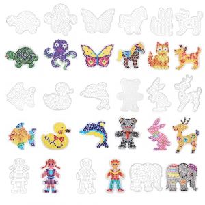 Pmueuff 5mm Plaques de Perles a Repasser, 15 Pcs Modèles de Perles à Repasser en Plastique Support Perles Repasser Transparents avec 15 Cartes Colorées Kit de Perle Créatif Bricolage pour L'Artisanat (MahovGGWP ou, neuf)