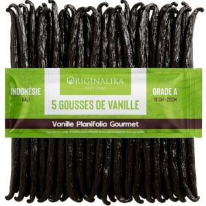 Gousse de Vanille Grade A d'Indonésie - Vanille Gousse Qualité Gourmet, Extra Longue 18-22 cm et Très Grasse - Emballage Sous Vide avec Sachet Zip Fraîcheur - Arôme Riche et Intense - Originalika (Originalika, neuf)