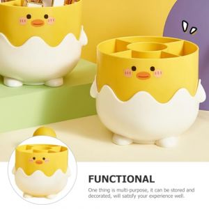 Mikikit Organisateur Maquillage Cr&eacute;atif Poussin Bo&icirc;te Rangement Compartiments Pour Pinceaux Cosm&eacute;tiques Et Bureau Pot Pinceau Maquillage Polyvalent Et D&eacute;coratif (Famidago, neuf)