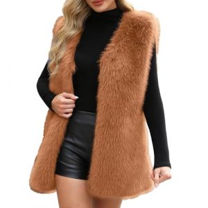 Wyongtao Gilet Femme En Fausse Fourrure Sans Manches Manteau Femme Fourrure Épais Et Chaud Veste Polaire Femme Shaggy Sherpa En Peluche Gilet Duveteux Teddy Ample Et Confortable Cardigan Blouson (Wyongtao❖, neuf)
