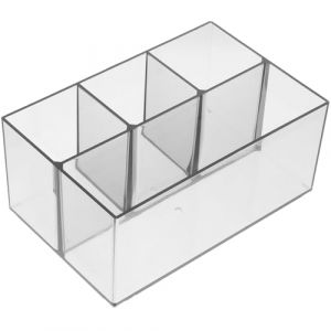 MOTHNUR Porte-Pinceaux de Maquillage Transparent &agrave; 4 Compartiments Organisateur de Coiffeuse en Plastique Rangement pour Crayons et Pinceaux Accessoire Pratique pour Bureau et Trousse (Huajiay, neuf)