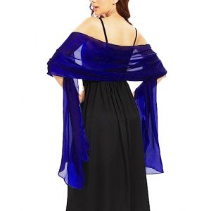 Luojida Chale Femme Mariage Elégant Etole Satin Chale Femme Soiree Foulard Satin Étole Mousseline Mariage Boléro et Châle pour Robe de Soirée et de Mariage (Taille unique, Bleu Roi) (Luojida, neuf)