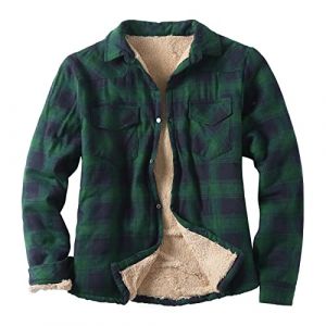 Duohropke Veste en bois &agrave; capuche pour homme, &agrave; carreaux, chemise thermique, manches longues, en coton, pour l'hiver, veste en bois &agrave; carreaux, veste de transition, veste en polaire, vert, XXL (PANGCON, neuf)