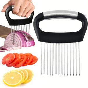 Coupe Oignon Manuel, Fourchette à Oignon, Trancheuse Cuisine, Coupe Tomates en Tranches, Oignon Cutter, Titulaire de Oignon Fourchette Acier Inoxydable (MIAO DI DE DIAN, neuf)