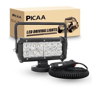 PICAA 1PCS 7 pouces 36W Portable LED lumi&egrave;re de travail base magn&eacute;tique Flood 12V 24V 6000K LED Conduite Lumi&egrave;re Feux de Recherche pour Voiture Hors Route Camion 4x4 SUV ATV Tracteurs (BEISHUO-UK, neuf)