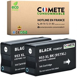 COMETE, Marque française - 953XL - 2 Cartouches d'encre Compatibles avec HP 953 XL - pour Imprimante HP Officejet Pro 7720 7730 7740 8210 8710 8715 8720 8728 8725 8730 (2 Noirs) (comete consommable, neuf)