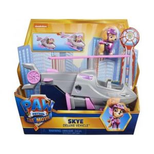 cavernedesjouets Coffret pour Pat Patrouille Film Voiture de Luxe a Transformable : Stella et Son h&eacute;licopt&egrave;re Transformable - Set Figurine et vehicule de Luxe avec Carte (cavernedesjouets, neuf)