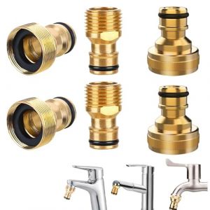 TREABEAR 6PCS Adaptateur Robinet Tuyau Arrosage, Laiton Universelle Raccord de Robinet, Connecteurs de Robinet 2 en 1, 15/21 Raccord Tuyau d'Arrosage Adaptateur Robinet Cuisine pour Tuyau d'Arrosage (Treabear lucky shop, neuf)