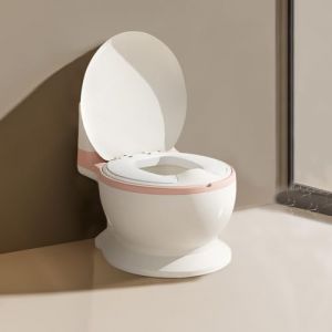 Pot Bébé Toilette Musical Pour Apprentissage De La Propreté - Toilette Bebe & Enfant - Confortable Anti Dérapant Avec Bruit De Chasse & Musique - Pot Amovible - Rose-1PC (Hechheu, neuf)