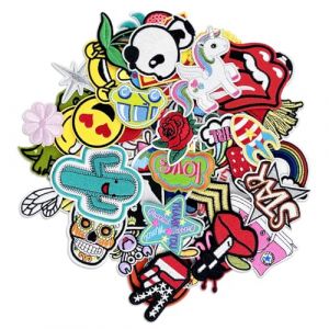 Chiluxendo Lot de 60 Patch Thermocollant Vetement, Ecusson a Coudre, &Eacute;cussons Thermocollants pour Enfants et Adultes, Appliqu&eacute;s &agrave; Coudre, Patchs de Broderie, pour V&ecirc;tements, Chapeaux, Vestes, Jeans (CUC EMMA S.R.L., neuf)