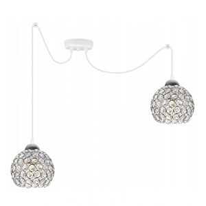 Light-Home Crystal Spider Abat Jour Suspension Luminaire Lustre Araignée - Moderne Abat Jour Plafond pour Chambre Salon et Cuisine - en Metal et Verre - À 2 Lumières - Chrome (Light-home, neuf)