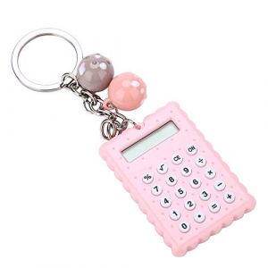 VBESTLIFE Mini Calculatrice Portable, Calculatrice portative en Forme de Biscuit 2 en 1 Mini Calculatrice + Porte-clés Facile à Transport et à la Mode (Rose) (Poover-eu, neuf)