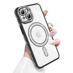 Newseego Coque pour iPhone 13, Paillettes Bling Luxe Diamant Housse 6,1 Pouces Compatible avec MagSafe TPU Flexible Transparente Dos Mignonne Antichoc Protection pour iPhone 13 Noir (NewseegoUK, neuf)