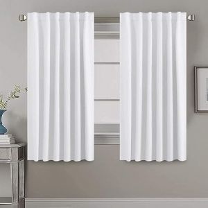 Tenger Home Rideau occultant avec Passants et Galon fronceur, Rideau occultant d&eacute;coratif, Rideau avec Passants (Blanc, 150 x 150 cm) (Tenger Home, neuf)