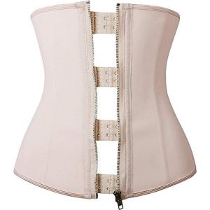 YIANNA Gaine Amincissante Ventre Plat Femme Zipper Corset Minceur Waist Trainer Ceinture de Sudation Invisible Latex Body Gainant Bustier Beige, 2219 Size S (YIANNA Direct, neuf)