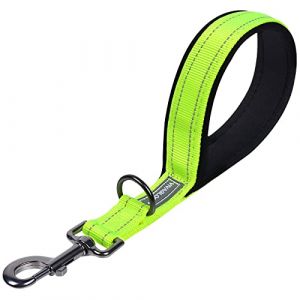 VIVAGLORY Poignée Confortable de Laisse Courte pour Chien, Laisse d’Entraînement et de Marche pour Chiens Moyens et Grands, Jaune Vif, 32 cm (VIVAGLORY PETS, neuf)