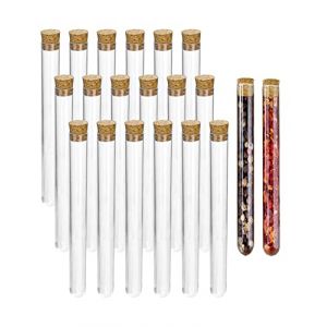QWORK® 20PCS Tube Plastique Transparent avec Bouchon Liège - Ø 16 x 150 mm 20 ml - Tube à Essai pour les Faveurs de Mariage, Fleurs, Sel de Bain (shavinglikes, neuf)