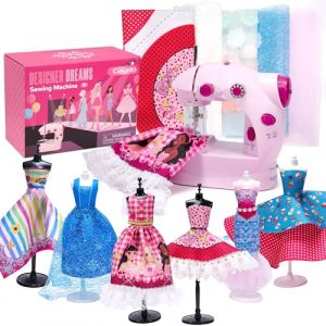 Caydo Machine à Coudre Mini pour Débutant, 48 Pièces Kits de Création de Mode Pour Filles 8-12 Ans avec Machine a Coudre Enfant, Kit Vêtements Poupée, 2 Mannequins Cadeau Noël (Caydo Direct, neuf)
