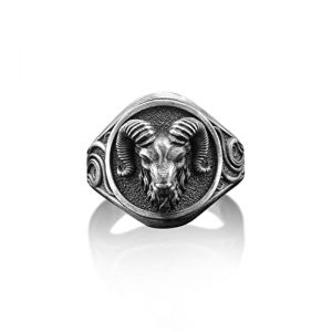 Chevali&egrave;re Pour Homme En Argent Sterling B&eacute;lier Ram Faite &Agrave; La Main, Bague Pour Homme En Argent Zodiac Boho 925, Bijoux Pour Homme En Argent Animal Majestic Ram, Bague Pour Hommes (BySilverStone Store, neuf)