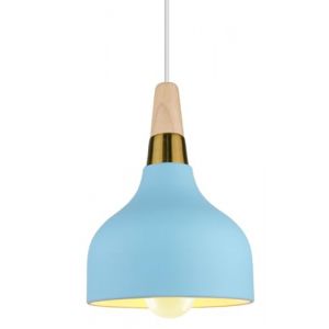 PETITES ECREVISSES Suspension Luminaire Moderne E27 Lustre Vintage Industrielle Lampes Plafonnier Intérieur Abat-jour en Métal et Bois Design pour Cuisine Chambre Café (Bleu) (DOO2U, neuf)