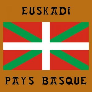 JVM - Autocollant sticker tuning pour voiture, boite à lettre, pc ordinateur portable laptop : (sur fond marron, Lot de 1 - Drapeau Pays Basque Euskadi 12x12 cm) (JoviMarket, neuf)