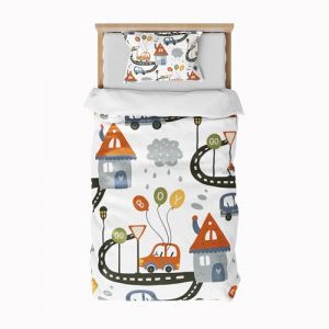 ZTYROLJ Voiture Housse de Couette 90x190cm, Housse de Couette Zippée, Parure de Lit en Microfibre 1 Personne, Parure de Lit Enfant avec Taie d'oreiller 40x60cm (Zhanao Home Product, neuf)