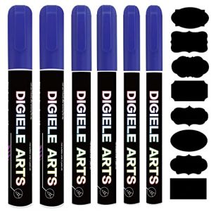 Marqueur Craie Violet, DIGIELE Feutre Craie Liquide Violet 1mm / 3mm / 6mm + 16 Etiquettes Tableau, Effa&ccedil;age par Chiffon Humide ou Sec pour Tableau Noir, Ardoise, Miroir, Ardoise Magique, Vitre & Menu (Hankun-EU, neuf)