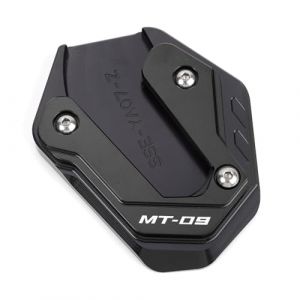 LLIDFONK Pour Yamaha MT09 SP MT 09 MT-09 2015-2024 2025 Accessoires de moto en aluminium B&eacute;quille lat&eacute;rale Agrandissement Plaque de support (Noir) (LDF MOTO, neuf)