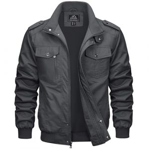 MAGCOMSEN Veste Militaire Homme, Cargo d'extérieur Mi-Saison pour, Coupe-Vent, pour Le Printemps Décontractée en Coton, Col Montant, Veste de Travail à Poches Multiples (MAGCOMSEN SHOP, neuf)