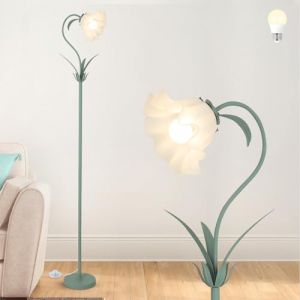 Stepeak Vert Lampadaire Salon, Abat-jour Fleur Lampadaire avec Ampoule LED, Muguet Lampe Fleur, Lampadaire Fleur, Lampe de Lecture Moderne Lampadaire pour Chambre, Chambre Enfants, Bureau (Lightopro, neuf)