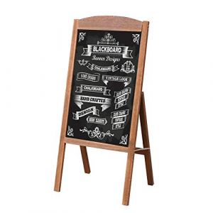 unho Panneau Publicitaire Extétieur Bois 90x42.5cm, Tableau Noir Sur Pied Magnétique Avec 2 Aimants et 2 Chiffons, Chevalet Ardoise Trottoir Idéal pour Restaurant Café Bar Bistrot Mariage (Brun) (UNHO, neuf)