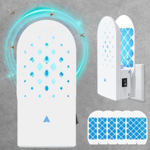 Obcarn Attrape Mouche Tue Mouche Electrique Anti Moustique Exterieur Interieur sans Fil UV Lampe avec 5 Bleu Un côté Morceaux Plaque adhésives Fly Trap Appareil Tue Mouche Lampe Mouche Insectes (EU-JIAZHIHENG, neuf)