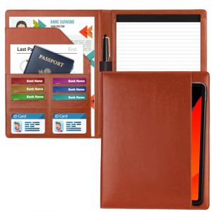HAUTOCO Porte Documents Homme e Femme, Portfolio A4 en Cuir PU A4, Conferencier avec compartiments pour Organiseur de Documents, Bloc Note A4, Carnet A4, Classeur pour Entreprise/Bureau, Marron (Hautoco Online, neuf)