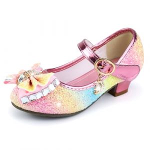 mama stadt Chaussure Princesse Fille Paillettes Halloween No&euml;l Anniversaire &agrave; Talon D&eacute;guisement Cosplay Chaussures Arc en Ciel Fille EU30 (mama stadt, neuf)