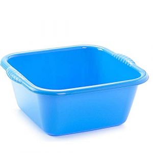 Tradineur Bassine carrée en plastique avec poignées, 25 litres, 48 x 47 x 19 cm, seau, cuve, taille moyenne, couleur aléatoire (TRADINEUR, neuf)