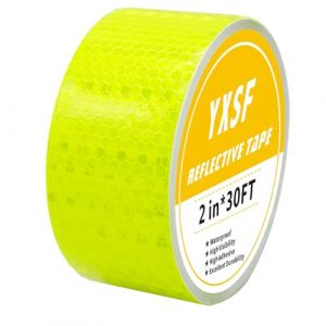 YXSF Ruban Réfléchissant Jaune Fluorescent 5cm x 10m : Auto-adhésif Fort, Imperméable, Haute Visibilité Nocturne pour Véhicules, Vélos, Chantier & Equipements Extérieurs (Hongpeng, neuf)