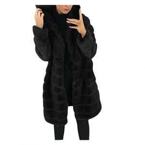 LOIJMK Veste en fausse fourrure pour femme - Manteau d'hiver surdimensionn&eacute; - Manteau chaud avec capuche en fourrure synth&eacute;tique - Veste longue en fourrure - Veste de transition - Veste softshell (jisukebaihuo, neuf)