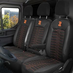 LUCARO Housse de Siege Voiture pour Volkswagen Crafter 2, Man TGE, 1+2 - Housse Siege Voiture Noir Orange - Ensembles de Housses de Si&egrave;ge 2+1 - Ergonomique Couvre Siege Voiture - Housse Si&egrave;ge Auto (SABA SP. Z O.O., neuf)