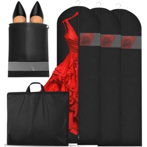 SaiXuan 3X Housses de V&ecirc;tements avec Sac &agrave; Chaussures, 60x180cm, Fen&ecirc;tre Transparente, Housses de V&ecirc;tements &agrave; Suspendre avec Fermeture, pour Housse Robe de Mari&eacute;e, Costumes, Armoire et Voyage (GLOBAL OUTDOOR PRODUCTS SUPPLIER S.R.L., neuf)