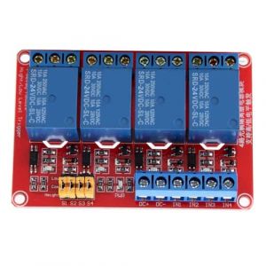 Relais Optocoupleur 4 Canaux Relais 24V, Carte de Module de Carte de Relais 12V High &Amp; D&eacute;clenchement Bas 5V/12V/24V (24V) (Blurte, neuf)