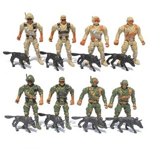 JAWSEU Jouet Figurine Militaire, 8 Pièces Figurine d'Action Avec Arme, Soldats Mobiles en Plastique Réaliste, Jeu de Militaire pour Enfants (Haptre, neuf)