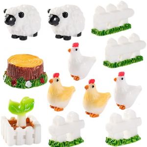 SZJFYMQ Mini Animales, 12 Pi&egrave;ces Mini Figurines Animales Poule Ensemble Figurines Miniatures Ornements de Jardin Miniatures Mignon Animal Poule Poulet Kit d'ornement en PVC (shenzhenshijinfuyuandianzishangwuyouxiangongsi, neuf)