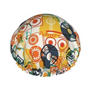 Bonnet de douche Cassette Radio réutilisable bonnet de bain élastique bain douche chapeau doux imperméable pour cheveux bonnets de toutes les longueurs de cheveux (jiangpengkejiyouxiangongsi, neuf)